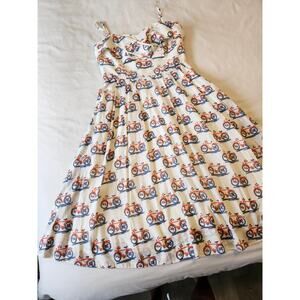 Playful Bicycle Print Midi Dress